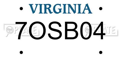 7OSB04 Virginia License Plate