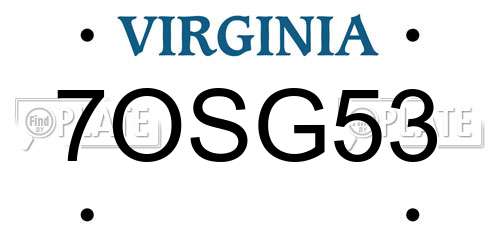 7OSG53 Virginia License Plate