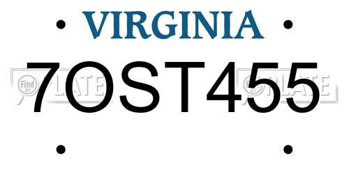 7OST455 Virginia License Plate