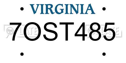 7OST485 Virginia License Plate