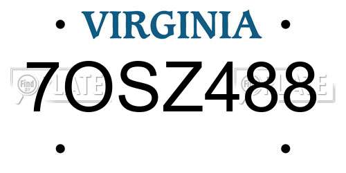7OSZ488 Virginia License Plate