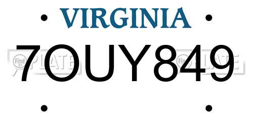 7OUY849 Virginia License Plate
