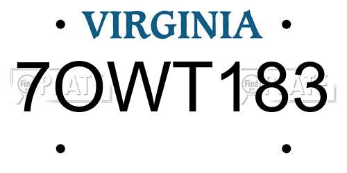 7OWT183 Virginia License Plate