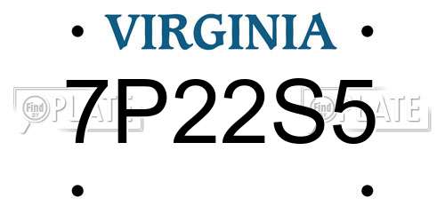 7P22S5 Virginia License Plate