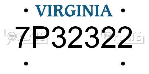 7P32322 Virginia License Plate