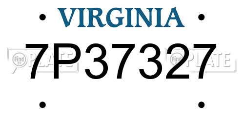 7P37327 Virginia License Plate