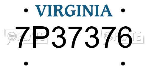 7P37376 Virginia License Plate