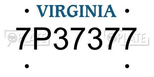 7P37377 Virginia License Plate
