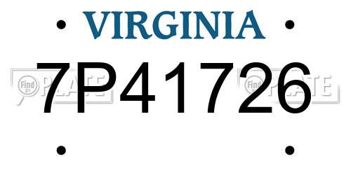 7P41726 Virginia License Plate