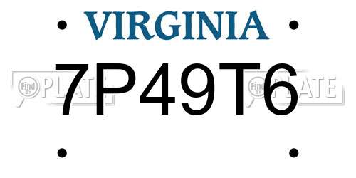 7P49T6 Virginia License Plate