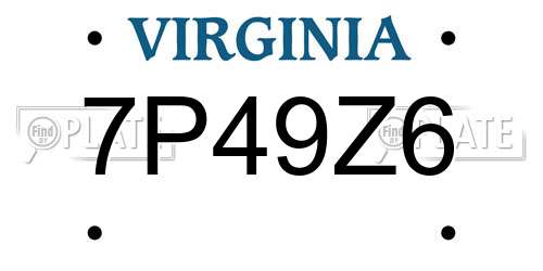 7P49Z6 Virginia License Plate