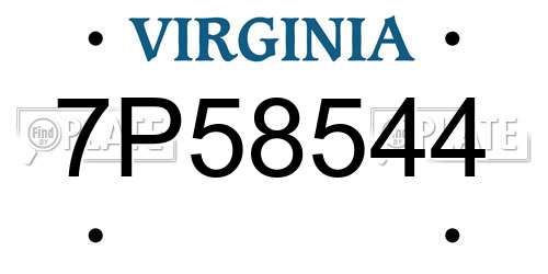 7P58544 Virginia License Plate