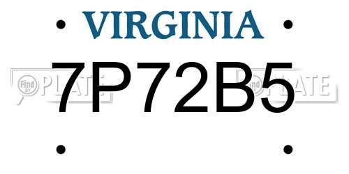 7P72B5 Virginia License Plate
