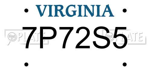 7P72S5 Virginia License Plate