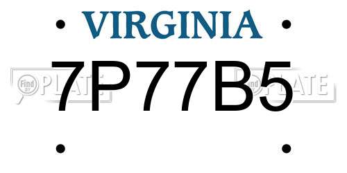 7P77B5 Virginia License Plate