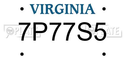 7P77S5 Virginia License Plate