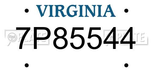 7P85544 Virginia License Plate