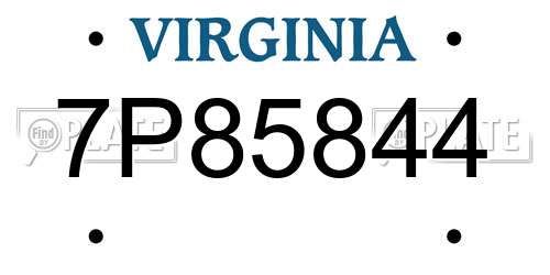 7P85844 Virginia License Plate