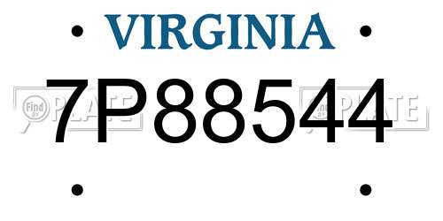 7P88544 Virginia License Plate