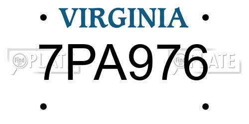 7PA976 Virginia License Plate