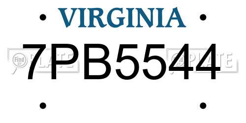 7PB5544 Virginia License Plate