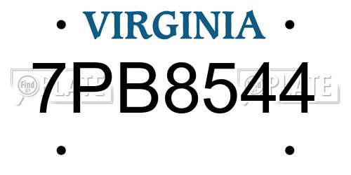 7PB8544 Virginia License Plate