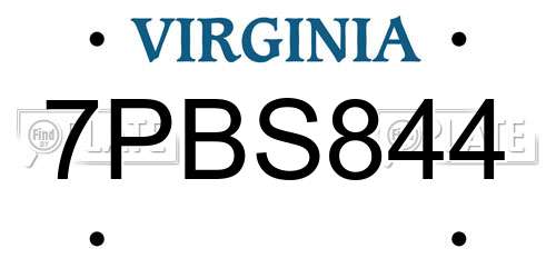 7PBS844 Virginia License Plate