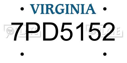 7PD5152 Virginia License Plate