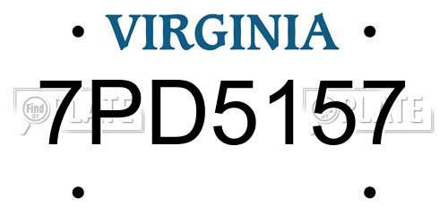 7PD5157 Virginia License Plate