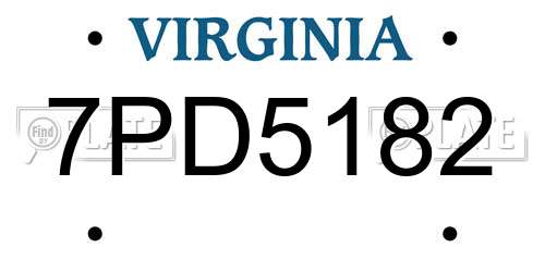 7PD5182 Virginia License Plate
