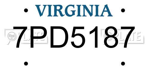 7PD5187 Virginia License Plate