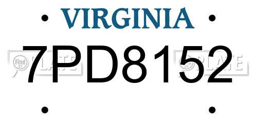 7PD8152 Virginia License Plate