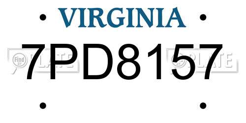 7PD8157 Virginia License Plate