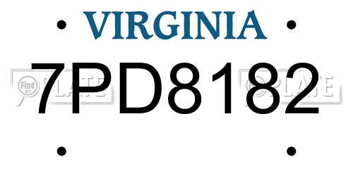 7PD8182 Virginia License Plate