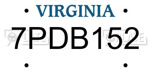 7PDB152 Virginia License Plate