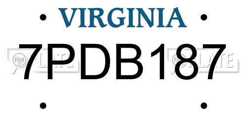 7PDB187 Virginia License Plate