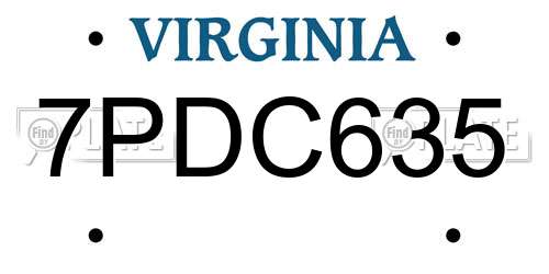 7PDC635 Virginia License Plate