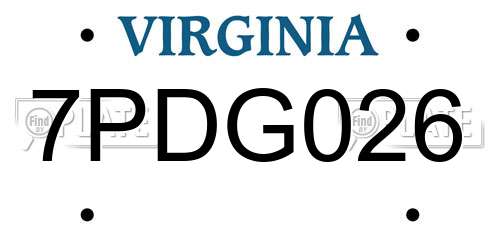7PDG026 Virginia License Plate