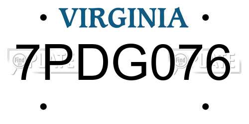 7PDG076 Virginia License Plate