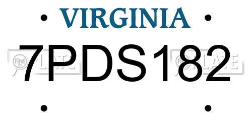 7PDS182 Virginia License Plate