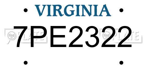 7PE2322 Virginia License Plate