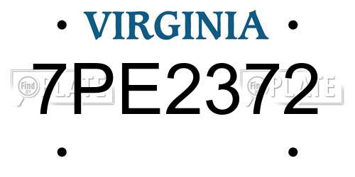 7PE2372 Virginia License Plate