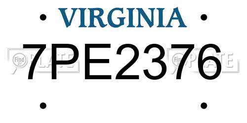 7PE2376 Virginia License Plate