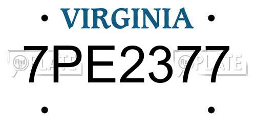 7PE2377 Virginia License Plate