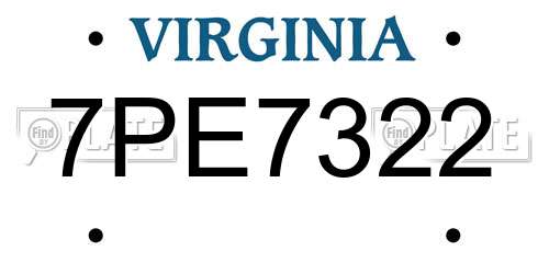 7PE7322 Virginia License Plate
