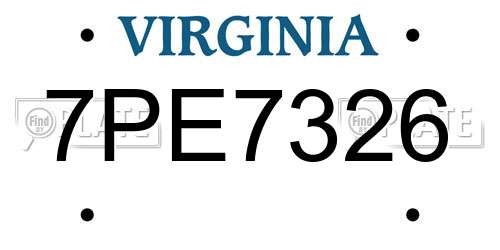 7PE7326 Virginia License Plate