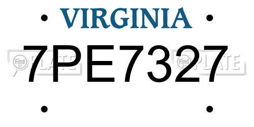 7PE7327 Virginia License Plate