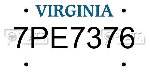 7PE7376 Virginia License Plate
