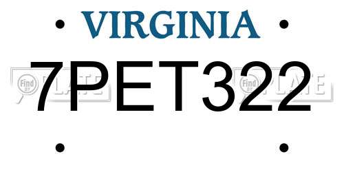 7PET322 Virginia License Plate