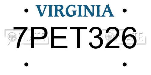 7PET326 Virginia License Plate